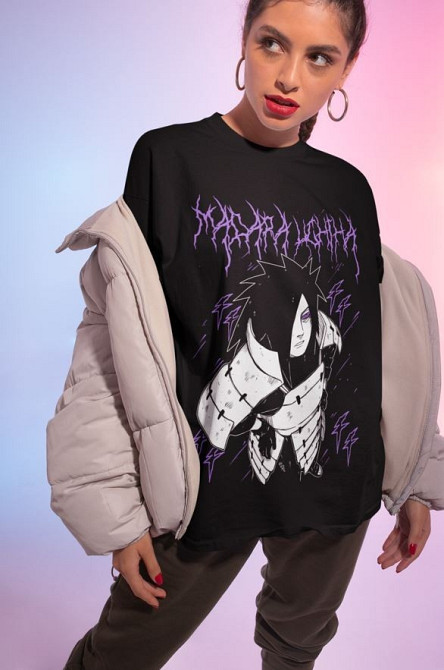Футболка з аніме принтом Наруто оверсайз (S/M/L) Чорний AnimeJ0868 Дніпро - фото 5