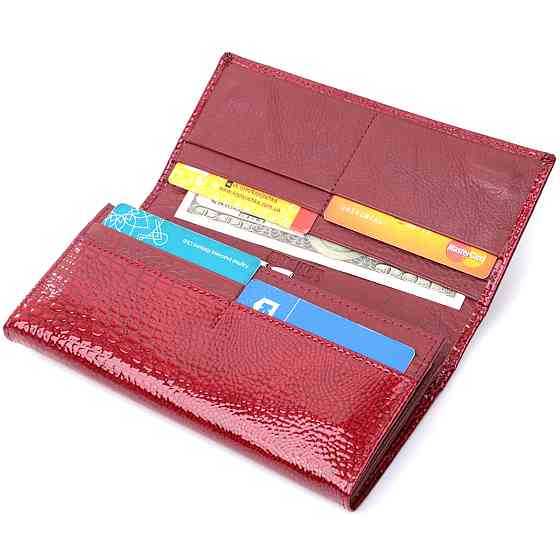 Гаманець для жінок із натуральної лакованої шкіри ST Leather 22680 Червоний Київ