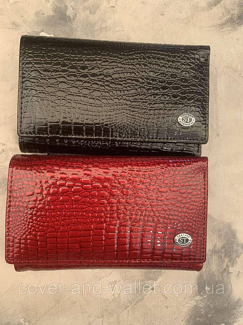 Бордовый лаковый женский кошелёк из натуральной кожи среднего размера ST AE 021 Киев - изображение 9