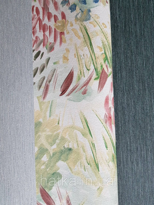 Шпалери вінілові Decoprint Breeze абстракція квіти листя мазками акварель бордові зелені жовті 0.53х10 м Київ - фото 3
