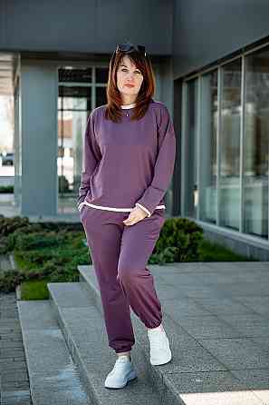 Костюм женский спортивный ,сливовый, двунитка( комплект штаны+ кофта ), топ Крохатушка одяг Киев