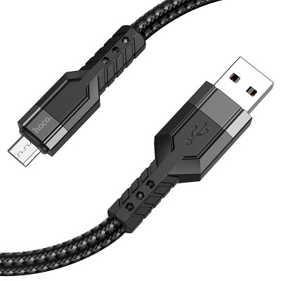 Дата кабель USB 2.0 AM to Micro 5P 1.2m 2.4A nylon aluminum U110 black HOCO (6931474770585) Винница - изображение 1