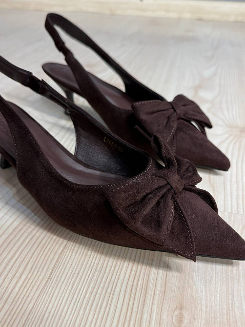 Туфлі жіночі Meideli 2051-13 slingback човники з бантом на підборах коричневі, 37, 23,5 см Київ - фото 2