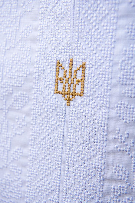 Вышиванка рубашка мужская льняная, белая с гербом, лен, вышиванки мужские в Украине Киев - изображение 2