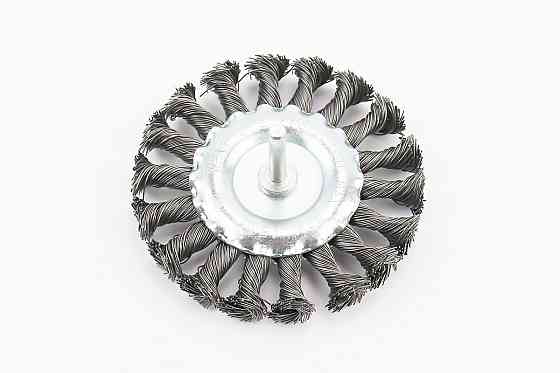 Щітка дискова зі стрижнем 1/4" D-100мм з плетеного дроту BT-8100 Київ