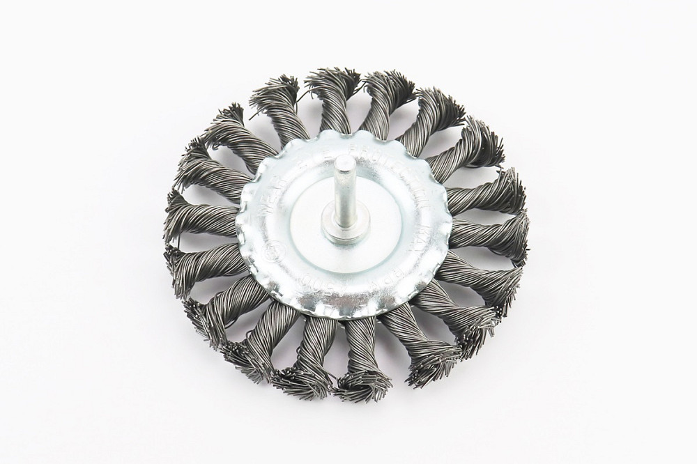 Щітка дискова зі стрижнем 1/4" D-100мм з плетеного дроту BT-8100 Київ - фото 1