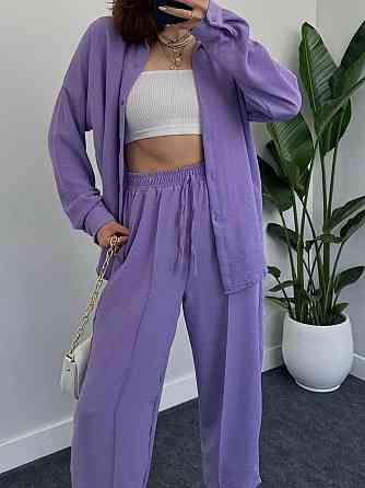 Жіночий легкий брючний костюм-двійка: сорочка та штани американський креп Лаванда, 44/46 Одеса