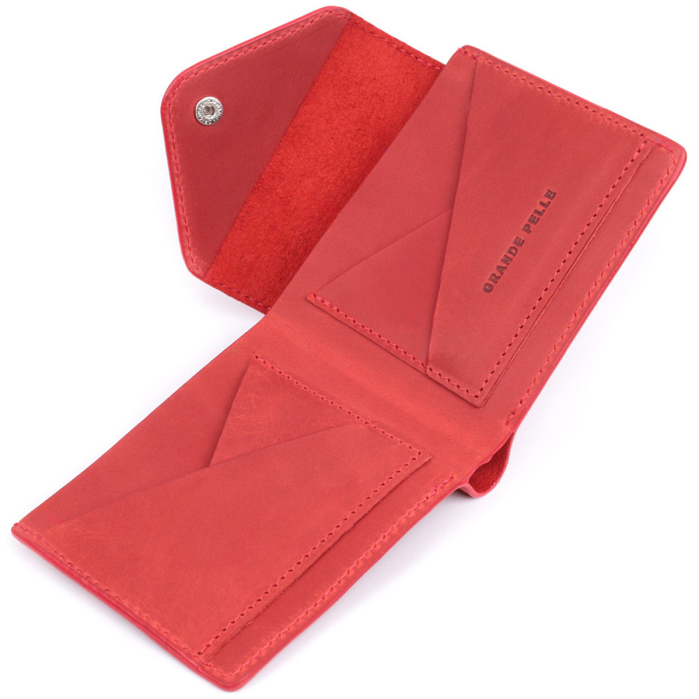 Жіночий гаманець з матової натуральної шкіри Червоний (GRANDE PELLE) Київ - фото 3