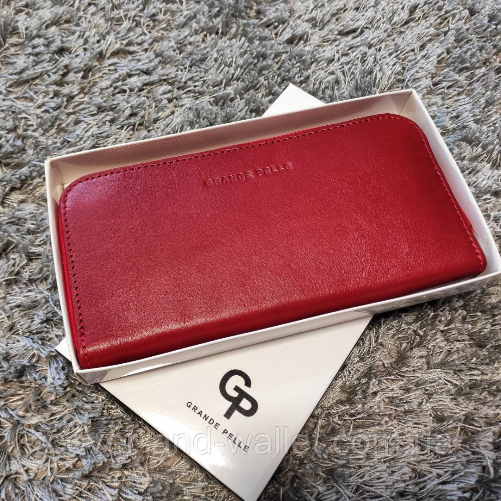 Красный женский кошелёк на молнии ручной работы Grande Pelle Serpente 532660 Киев - изображение 4
