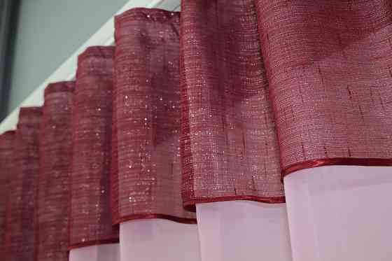 Гардина арка на кухню VR-Textil № 036к Розовый с бордовым 270х170 см (50-510) Киев