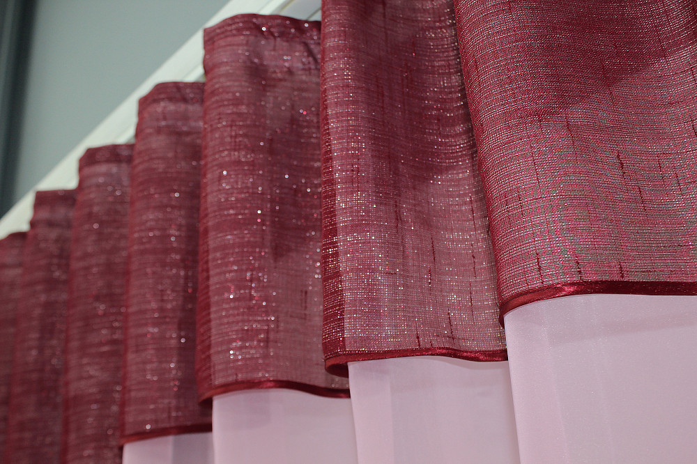 Гардина арка на кухню VR-Textil № 036к Розовый с бордовым 270х170 см (50-510) Киев - изображение 3