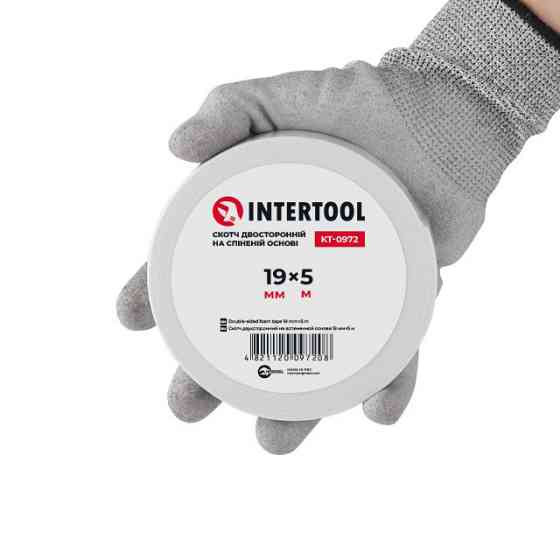 Скотч двусторонний, 5 м, 19 мм, на вспененной основе INTERTOOL KT-0972 Киев