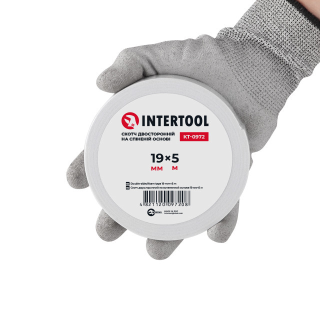 Скотч двусторонний, 5 м, 19 мм, на вспененной основе INTERTOOL KT-0972 Киев - изображение 3