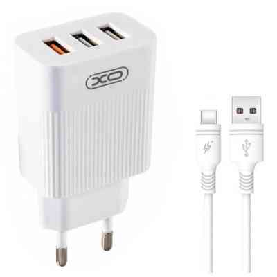 Зарядний пристрій XO 1xUSB QC3.0 18W + 2xUSB 2.4A + cable USB-C white (L72-TC-WH) Вінниця