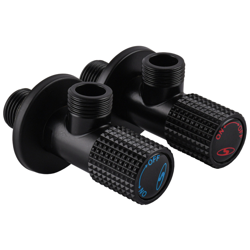 !Набір кранів кутових кераміка SOLOMON EXCLUSIVE 1/2″X1/2″ 9889 BB (BLACK/BLACK) (комплект2шт.) (000028994) Киев - изображение 2