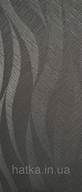 Шпалери вінілові на флізеліні Grandeco Time метрові абстракція структурні хвилі смуги чорні Київ - фото 1