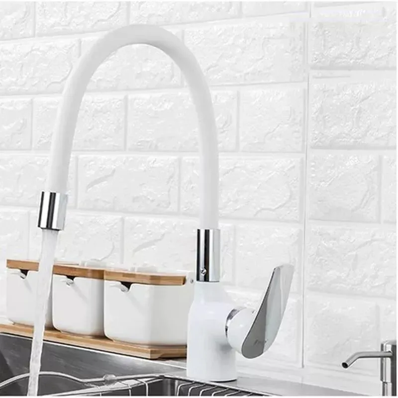 Змішувач для кухні Frap F4453-03 з гнучким виливом, білий/хром Київ - фото 2