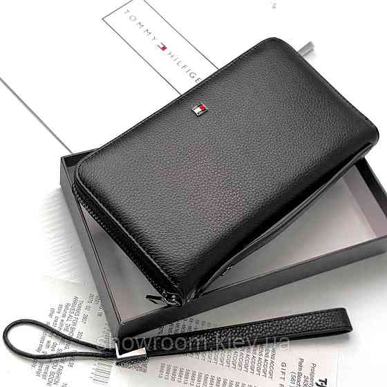 Кожаный брендовый функциональный клатч TH (6615) Киев