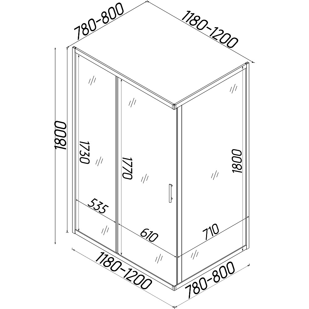 Душова кабіна прямокутна без піддона NISA N120TC (N120T) BRAVO (1уп.) Тернопіль - фото 2