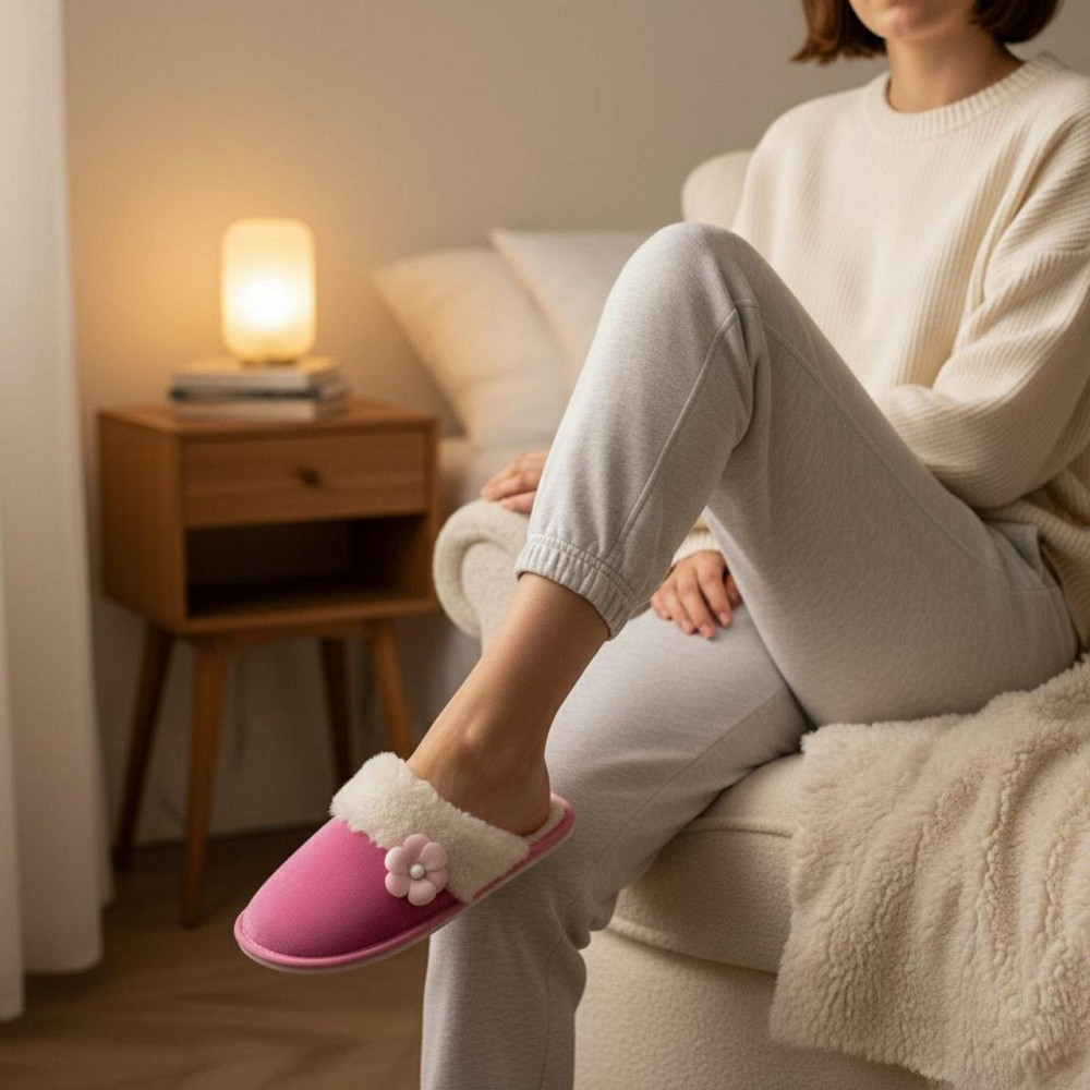 Закриті капці жіночі паркетні PaGo квітка рожевий Одеса - фото 3