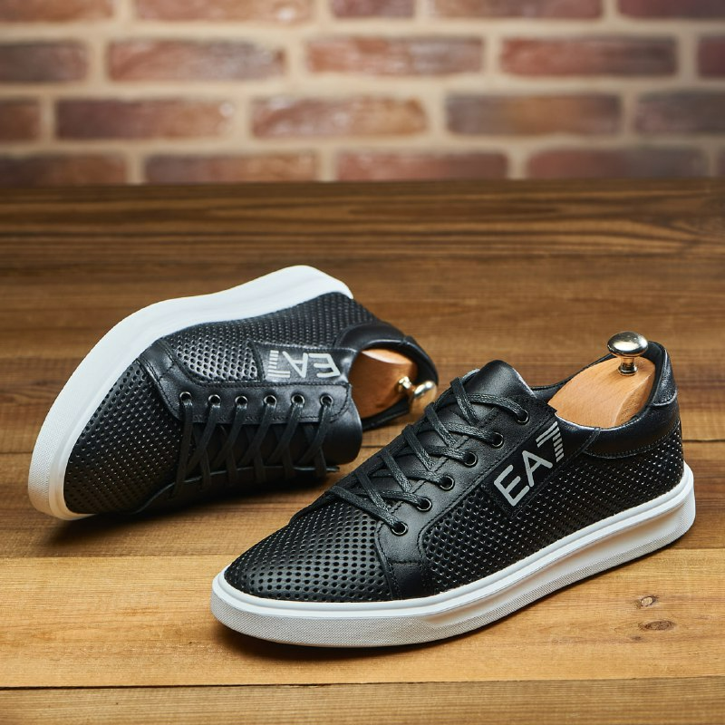 Шкіряні чоловічи літні кеди перфорація чорного кольору Харьков - изображение 7