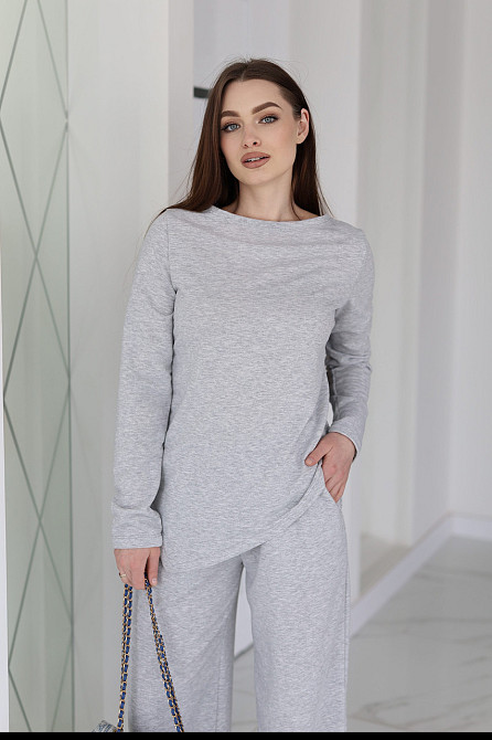 Жіночий костюм з асиметричним лонгслівом "Travel" | Батал Сірий, 50-52 Київ - фото 5