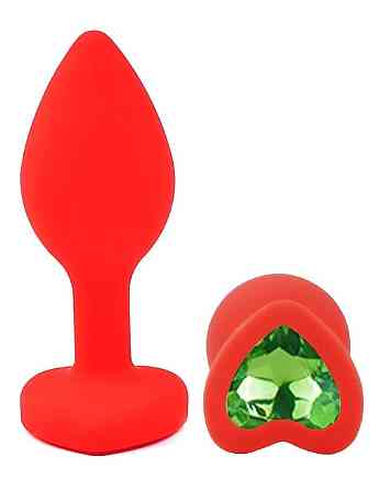 Силіконова анальна пробка EGZO - Silicone Red Heart Plug Green, size S Sex Aura Київ