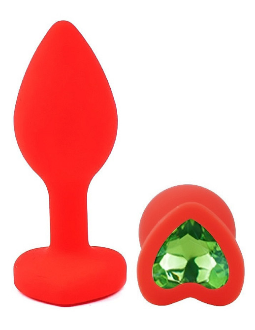 Силіконова анальна пробка EGZO - Silicone Red Heart Plug Green, size S Sex Aura Київ - фото 2