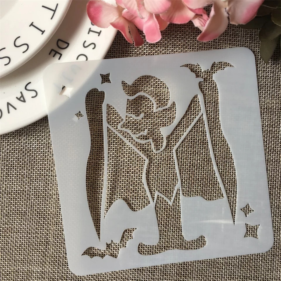 Трафарет на Хелловін Фокусник 13 на 13 см сірий Київ - фото 1