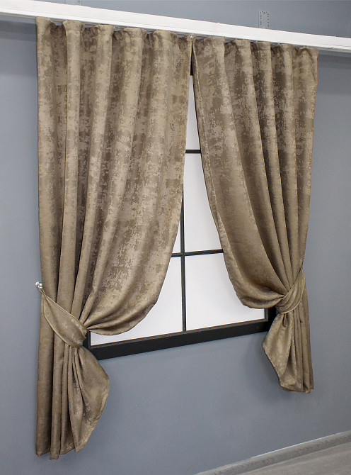 Комплект коротких штор VR-Textil Жакард Sultan № 873ш Карамельний 130х170 см 2 шт (35-0296) Київ - фото 2