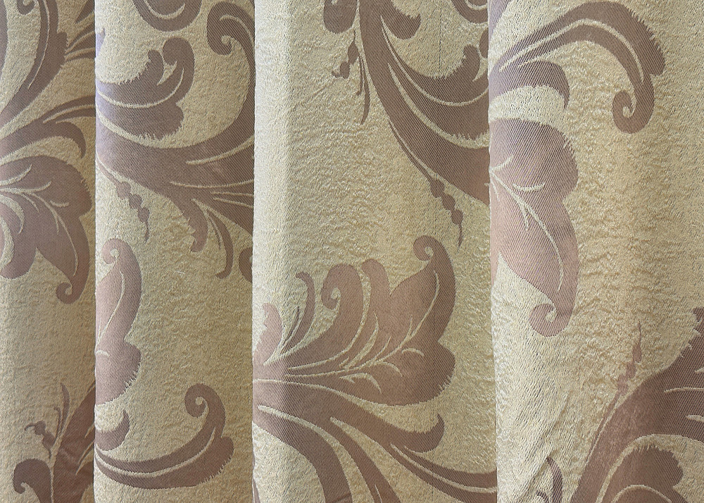Комплект коротких штор VR-Textil Блэкаут Лилия № 074ш(Б) Бежевый с кофейным 130х170 см 2 шт (35-0279) Киев - изображение 7