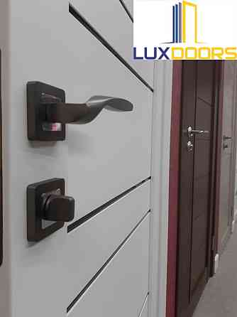 Двери Дублин Белый Полотно с черным стеклом, покрытие VINIL Киев