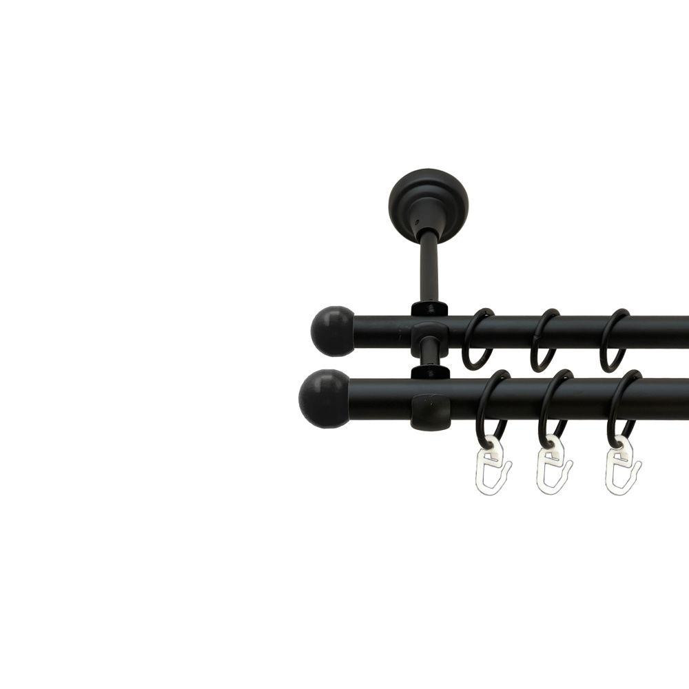 Карниз Orvit Куля Болонь металевий дворядний відкритий гладка труба кільце металеве Чорний Оксамит 19\16 мм Львов - изображение 1