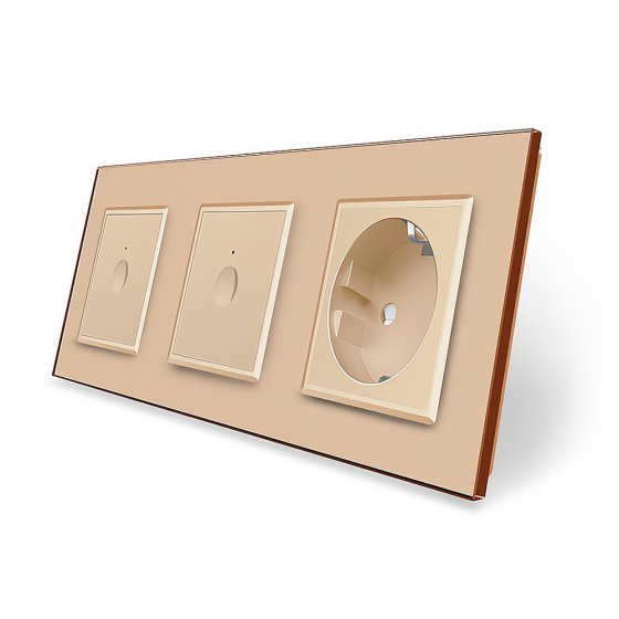 LIVOLO Сенсорний вимикач Sense 2 сенсора (1-1) 1 розетка Livolo золотий скло (VL-C7FC1/FC1/FCTC Коломия