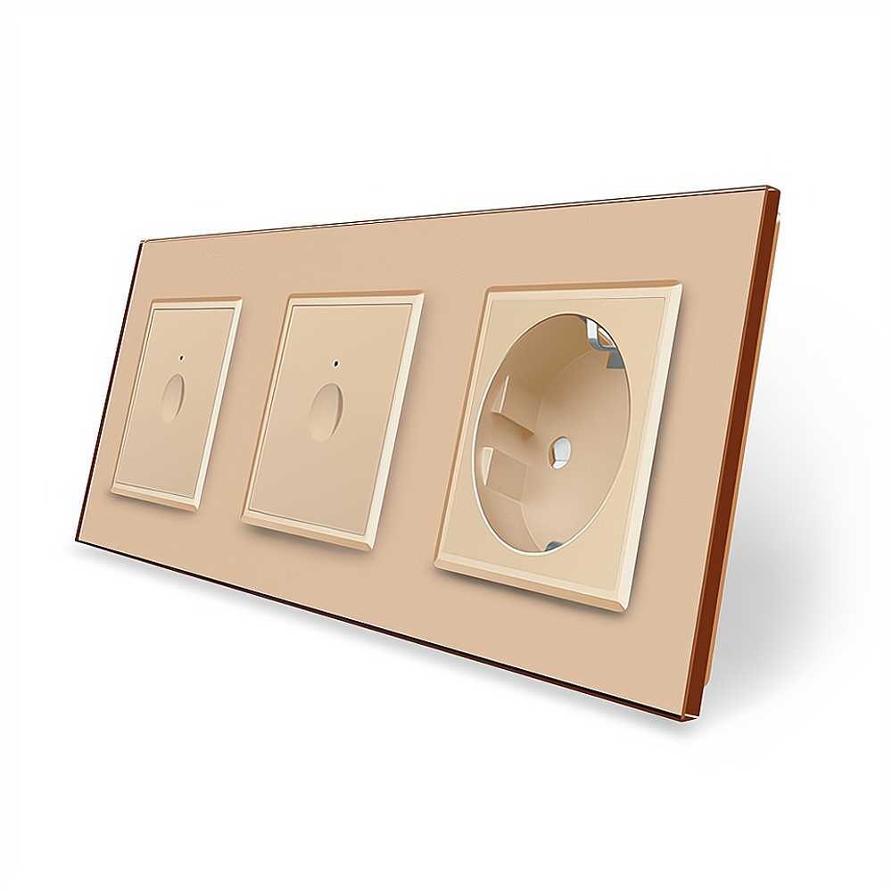 LIVOLO Сенсорний вимикач Sense 2 сенсора (1-1) 1 розетка Livolo золотий скло (VL-C7FC1/FC1/FCTC Коломия - фото 1