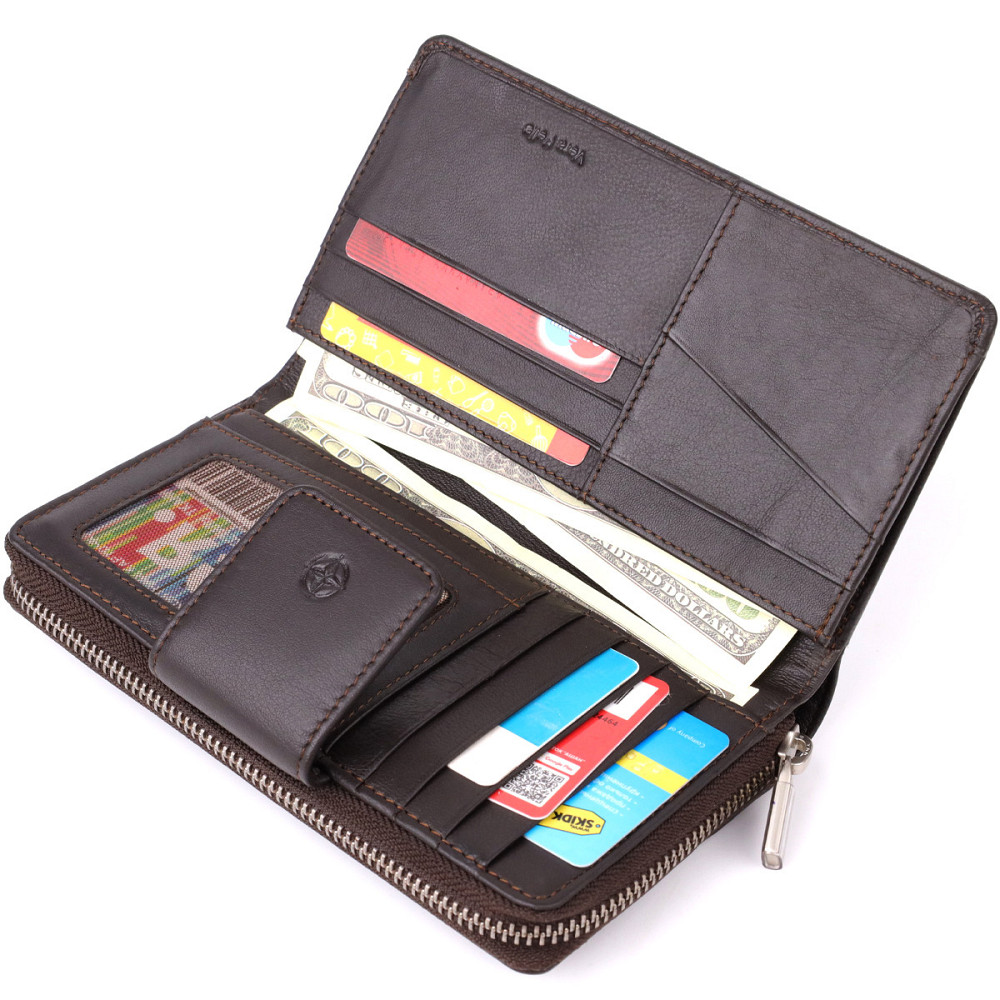 Стильный женский вертикальный кошелек из натуральной кожи Tony Perotti 20878_1 (5084 moro) Коричневый Киев - изображение 8