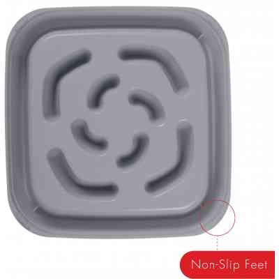 Посуд для собак Dexas Силіконова квадратна миска Slow Maze Feeder для повільного годування 1.44 л світло-сіра (0084297309930) Вінниця