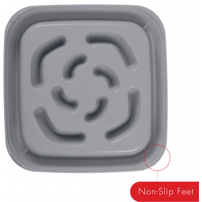 Посуда для собак Dexas Силиконовая квадратная миска Slow Maze Feeder для медленного кормления 1.44 л светло-серая (0084297309930) Винница - изображение 2