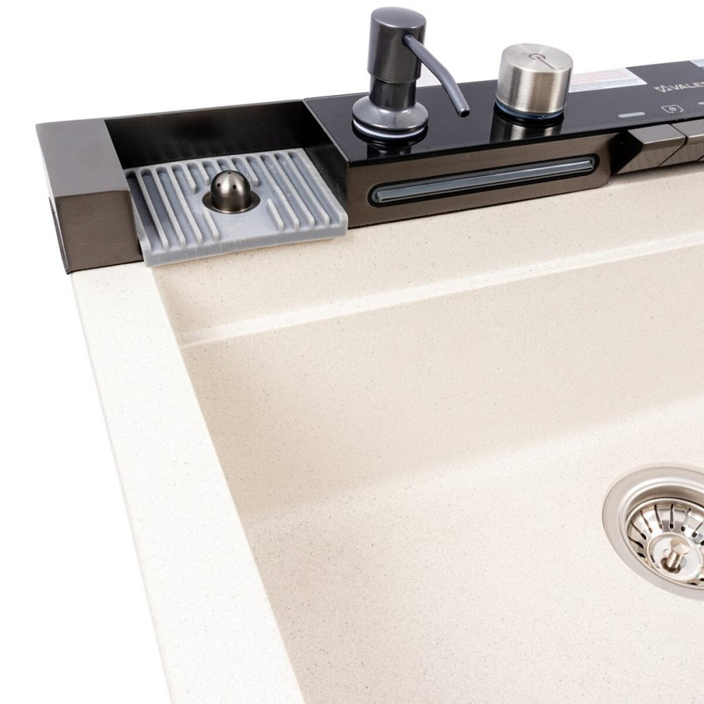 VALESO Гранітна мийка VALESO IRENA 6846 матова Біла в крапку Коломия - фото 15