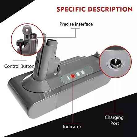 Акумулятор для пилососа Dyson V10 6000 мАг з фільтром і щіткою, змінний для Animal, Absolute, Motorhead, Fluffy, Total Clean Київ