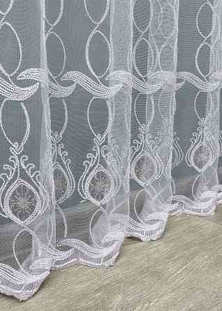 Тюль фатин с вышивкой и люрексом цвет белый с пудровым 1567т Киев