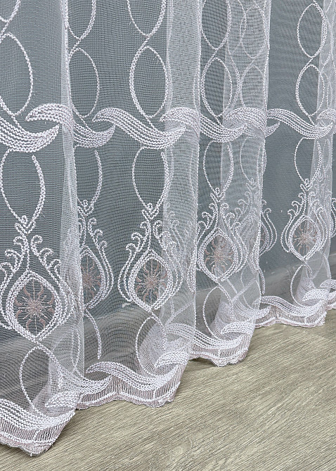 Тюль фатин с вышивкой и люрексом цвет белый с пудровым 1567т Киев - изображение 5