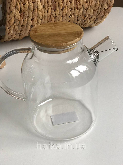 Чайник заварювальний Olens "Стокгольм 1650 мл скляний із бамбуковою кришкою для дому та ресторану Київ - фото 2