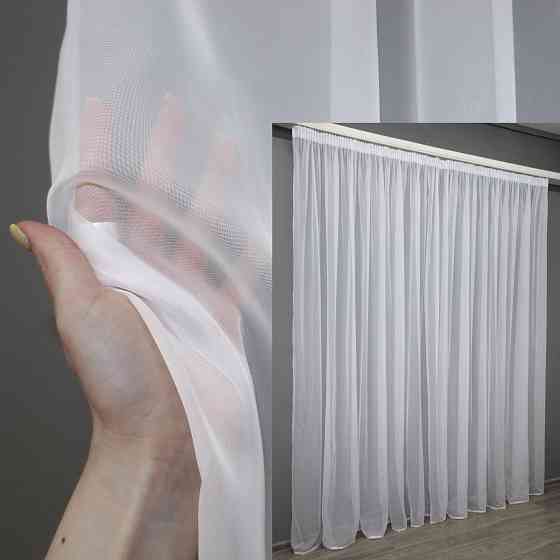 Тюль с тесьмой карандаш VR-Textil н101 Шифон однотонный Белый 400х250 см (44-027) Киев