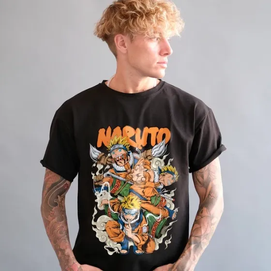 Футболка для подростка мальчика с принтом Наруто Теневые клоны Размер 160 Anime10052 Днепр