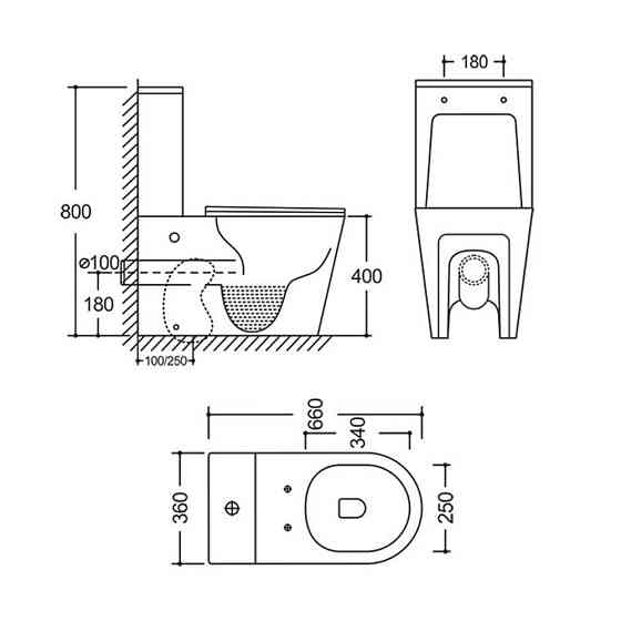 Унітаз-компакт Mixxus BEVEL-0404-T3 660х360х800mm, система змиву TORNADO 3.0   ( MI6726 ) 27904 Харків