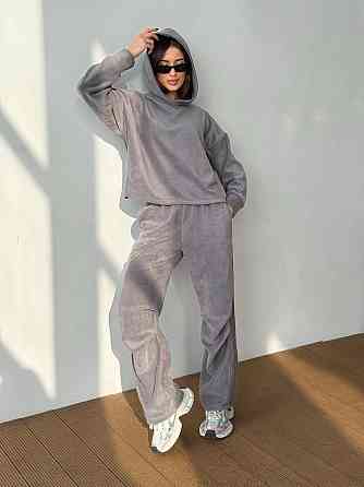 Флисовый женский костюм с капюшоном Серый 48/52 Харьков