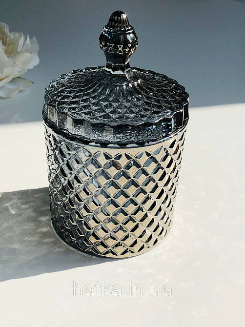 Цукорниця ємність для зберігання скляна "Чорний діамант" 600 мл 10,5х16 см товсте чорне скло Київ - фото 2