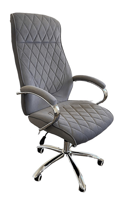 Офисное кресло руководителя Tehforward Apollon Velur хром Anyfix Серый Киев - изображение 1