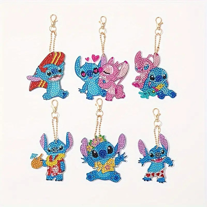 Набір брелків алмазна викладка "Стіч" BR44, 6 шт, з інструментами Вінниця - фото 1